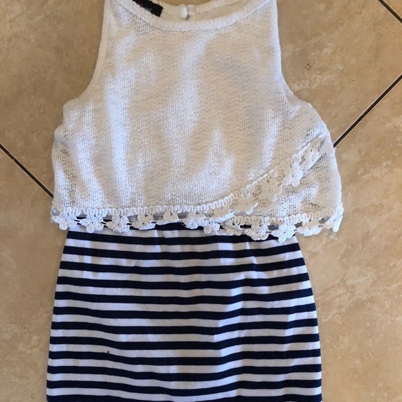 IN GIRL SZ 7 DRESS STRIPED SWEATER OVERLAY GIRLS - Picture 1 of 4